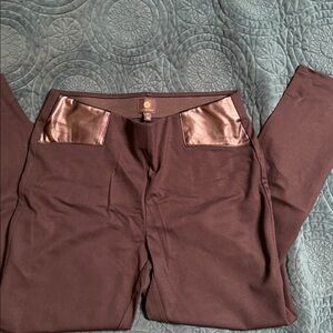 JM Collection Black Pants with Faux Leather Detail